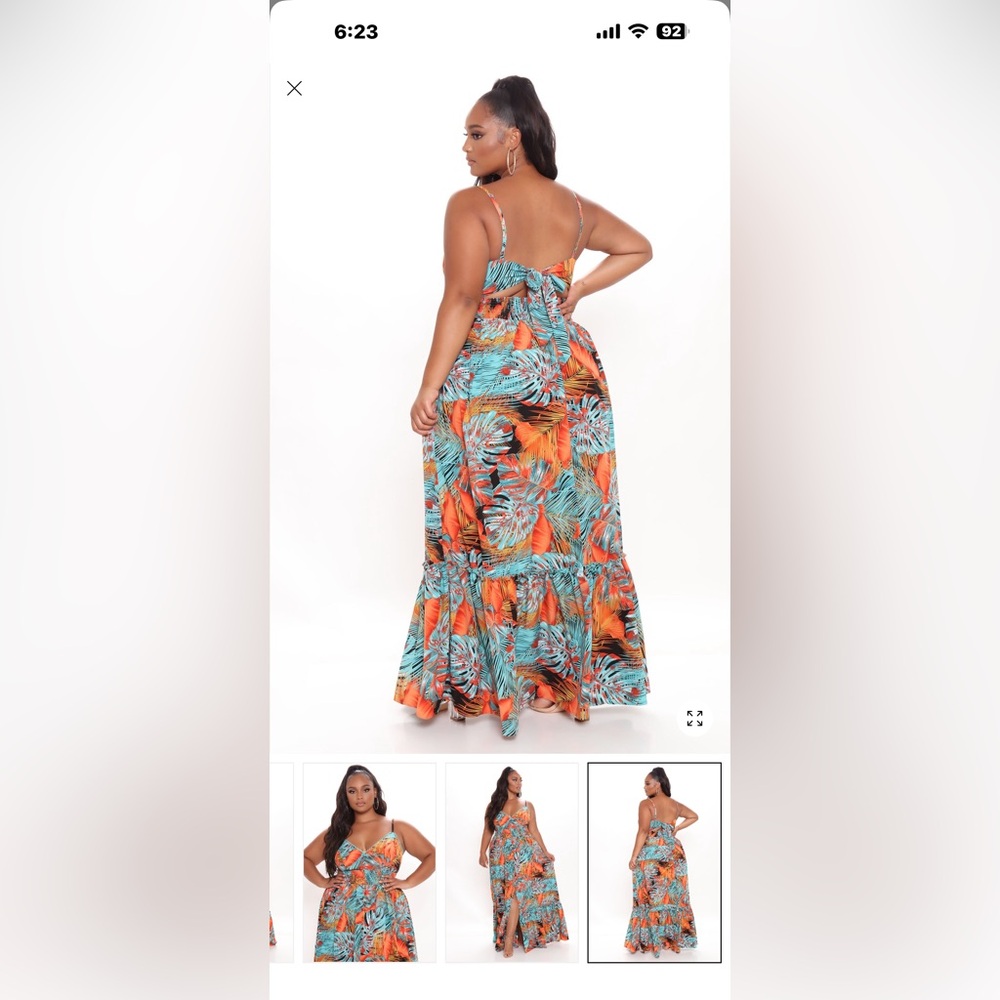 Fashion nova tropical dress. Long flowing back tie. Size 3X.